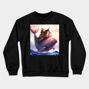 Fantasy family on whale Crewneck Sweatshirt